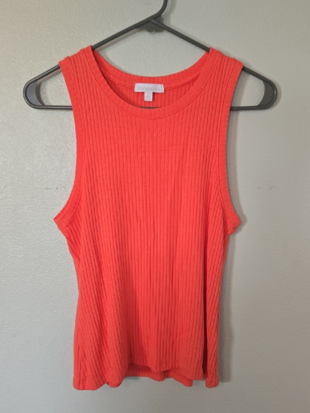 Beyond Yoga | Bright Coral Ribbed Tank Top Size Large